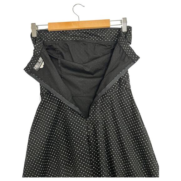 VTG Pinup Dress Womens Medium Black Polka Dot Black Fit Flare Strapless Retro - Picture 10 of 14